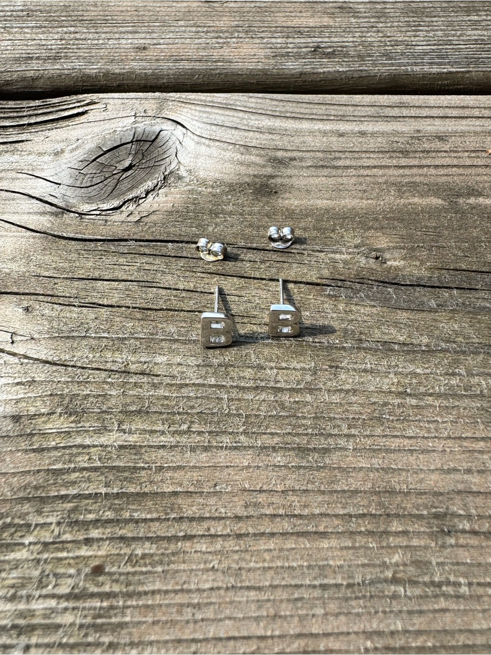 Sterling silver initial studs - pair - stamped